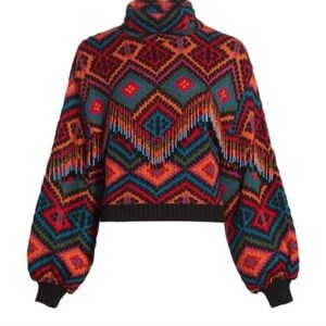 Farm Rio Rauti Beaded Knit Sweater XS NWT